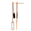 Stainless Steel Polished Rose and Black IP-plated Post Dangle Earrings - Birthstone Company