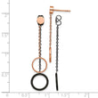 Stainless Steel Polished Rose/Black IP Front & Back Post Dangle Earrings - Birthstone Company