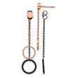 Stainless Steel Polished Rose/Black IP Front & Back Post Dangle Earrings - Birthstone Company
