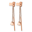 Stainless Steel Polished Rose IP-plated Front & Back Post Dangle Earrings - Birthstone Company