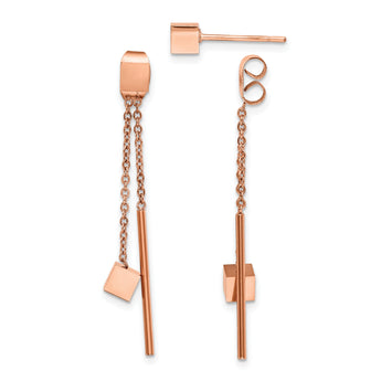Chisel Stainless Steel Polished Rose IP-plated Front and Back Post Dangle Earrings