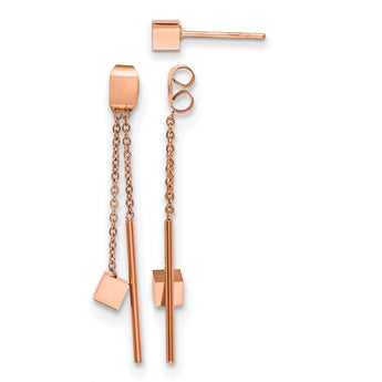 Stainless Steel Polished Rose IP-plated Front & Back Post Dangle Earrings - Birthstone Company