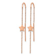 Stainless Steel Polished Rose IP-plated Star Threader Earrings - Birthstone Company