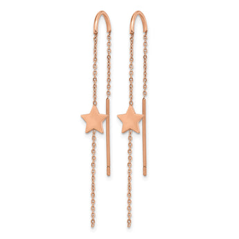 Stainless Steel Polished Rose IP-plated Star Threader Earrings - Birthstone Company