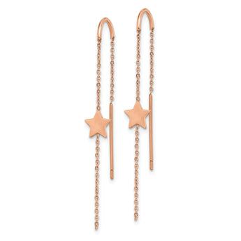 Stainless Steel Polished Rose IP-plated Star Threader Earrings