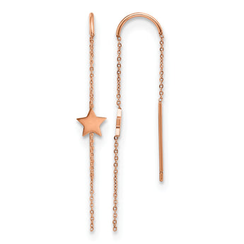 Stainless Steel Polished Rose IP-plated Star Threader Earrings - Birthstone Company