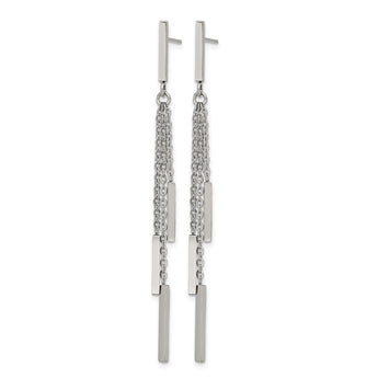 Stainless Steel Polished Bar Post Dangle Earrings - Birthstone Company