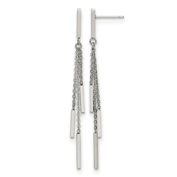 Stainless Steel Polished Bar Post Dangle Earrings - Birthstone Company