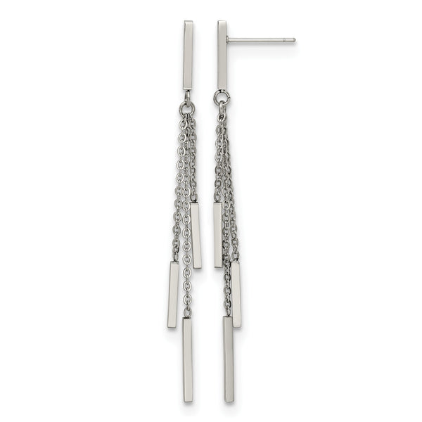 Stainless Steel Polished Bar Post Dangle Earrings - Birthstone Company