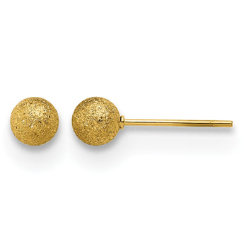 Stainless Steel Polished Laser cut Yellow IP-plated 5mm Ball Post Earrings - Birthstone Company