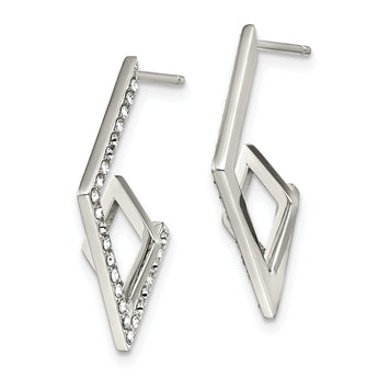 Stainless Steel Polished with Swarovski Crystal Post Earrings