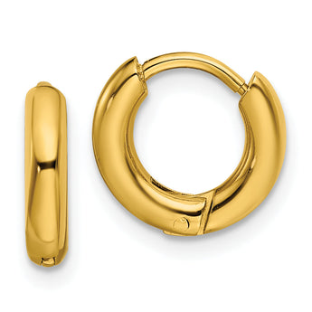 Chisel Stainless Steel Polished Yellow IP-plated 2.5mm Hinged Hoop Earrings