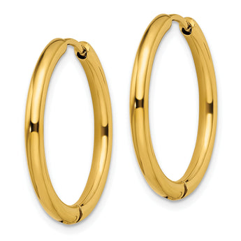 Chisel Stainless Steel Polished Yellow IP-plated 2.5mm Hinged Hoop Earrings