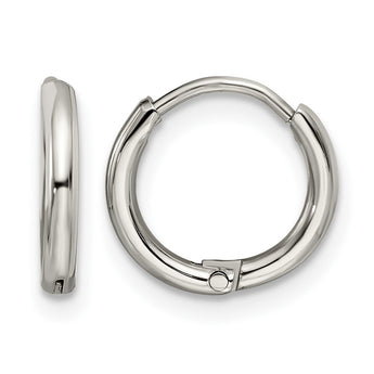 Stainless Steel Polished 1.6mm Hinged Hoop Earrings - Birthstone Company