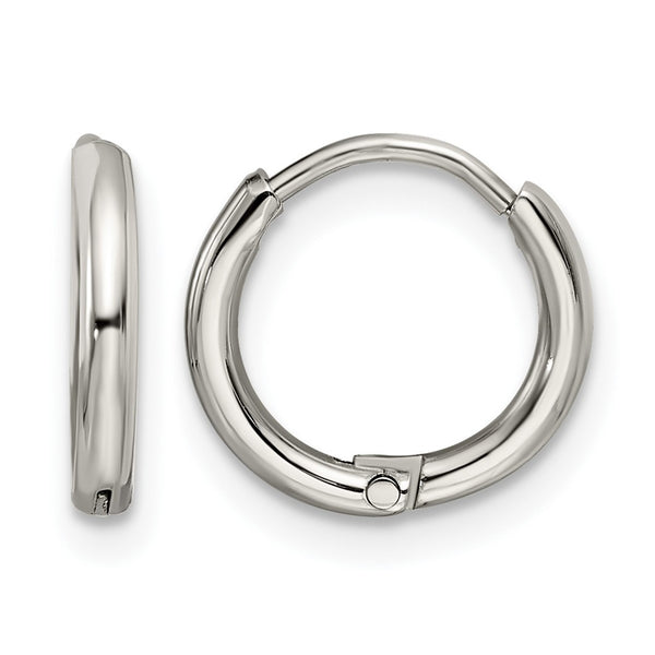 Stainless Steel Polished 1.6mm Hinged Hoop Earrings - Birthstone Company
