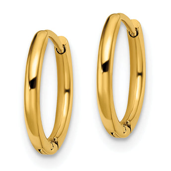 Chisel Stainless Steel Polished Yellow IP-plated 1.6mm Hinged Hoop Earrings