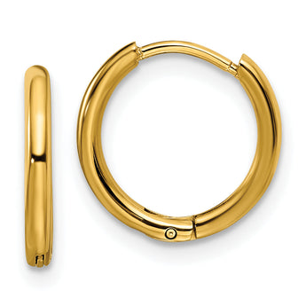 Chisel Stainless Steel Polished Yellow IP-plated 1.6mm Hinged Hoop Earrings