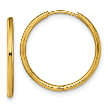 Chisel Stainless Steel Polished Yellow IP-plated 1.6mm Hinged Hoop Earrings