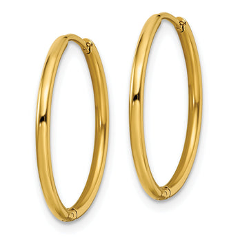 Chisel Stainless Steel Polished Yellow IP-plated 1.6mm Hinged Hoop Earrings