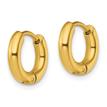 Chisel Stainless Steel Polished Yellow IP-plated 3mm Hinged Hoop Earrings