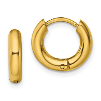 Chisel Stainless Steel Polished Yellow IP-plated 3mm Hinged Hoop Earrings