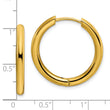 Chisel Stainless Steel Polished Yellow IP-plated 3mm Hinged Hoop Earrings