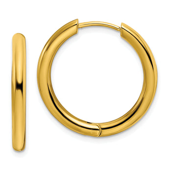 Chisel Stainless Steel Polished Yellow IP-plated 3mm Hinged Hoop Earrings