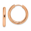 Chisel Stainless Steel Polished Rose IP-plated 3mm Hinged Hoop Earrings