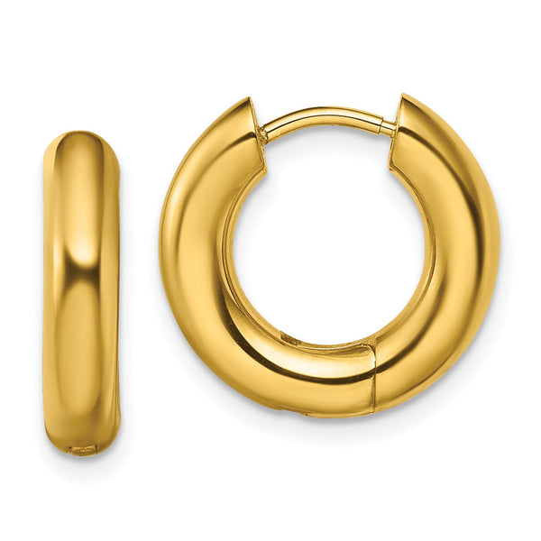 Chisel Stainless Steel Polished Yellow IP-plated 4mm Hinged Hoop  Earrings