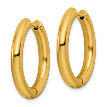 Chisel Stainless Steel Polished Yellow IP-plated 4mm Hinged Hoop Earrings