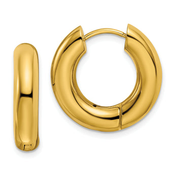 Chisel Stainless Steel Polished Yellow IP-plated 5mm Hinged Hoop Earrings