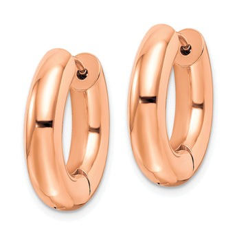 Chisel Stainless Steel Polished Rose IP-plated 5mm Hinged Hoop Earrings