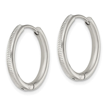 Chisel Stainless Steel Polished and Textured 2.5mm Hinged Hoop Earrings