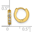 Chisel Stainless Steel Polished Yellow IP-plated with Preciosa Crystal Hinged Hoop Earrings