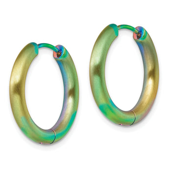 Chisel Stainless Steel Brushed Rainbow IP-plated 3.5mm Hinged Hoop Earrings