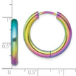 Chisel Stainless Steel Brushed Rainbow IP-plated 3.5mm Hinged Hoop Earrings