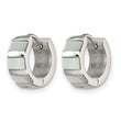 Stainless Steel Polished Pear Hinged Simulated Pearl Huggie Hoop Earrings - Birthstone Company