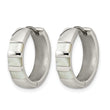 Stainless Steel Polished Pear Hinged Simulated Pearl Huggie Hoop Earrings - Birthstone Company