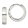 Chisel Stainless Steel Polished with Shell Pearl 5mm Hinged Hoop Earrings