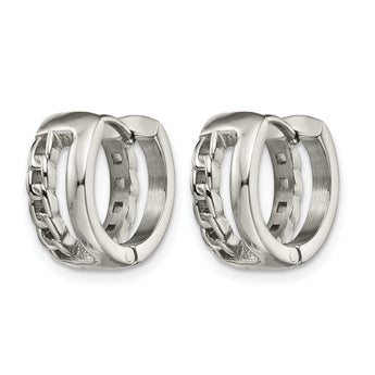 Stainless Steel Polished 6.50mm Huggie Hinged Hoop Earrings - Birthstone Company
