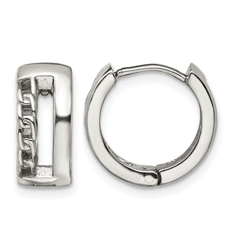 Stainless Steel Polished 6.50mm Huggie Hinged Hoop Earrings - Birthstone Company