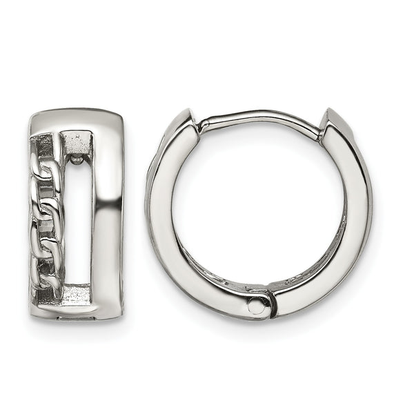 Stainless Steel Polished 6.50mm Huggie Hinged Hoop Earrings - Birthstone Company