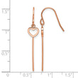 Stainless Steel Polished Rose IP Heart/Bar Dangle Shepherd Hook Earrings - Birthstone Company