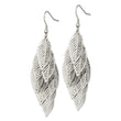 Stainless Steel Polished Leaves Dangle Shepherd Hook Earrings