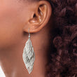 Stainless Steel Polished Leaves Dangle Shepherd Hook Earrings