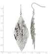 Stainless Steel Polished Leaves Dangle Shepherd Hook Earrings