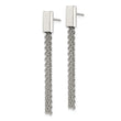 Stainless Steel Polished with Chain Dangle Post Earrings