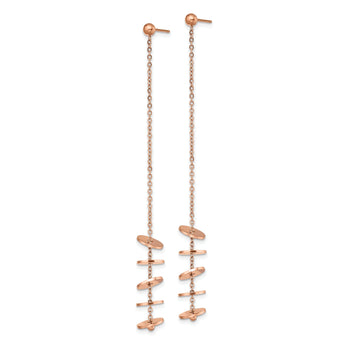 Stainless Steel Polished Rose IP-plated Post Dangle Earrings