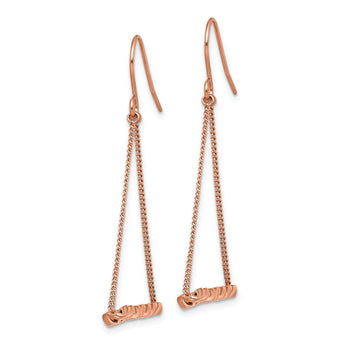 Stainless Steel Polished Rose IP Chain Shepherd Hook Dangle Earrings
