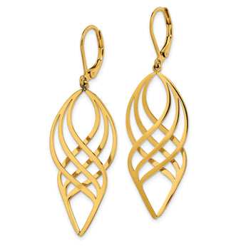 Stainless Steel Polished Yellow IP-plated Leverback Dangle Earrings